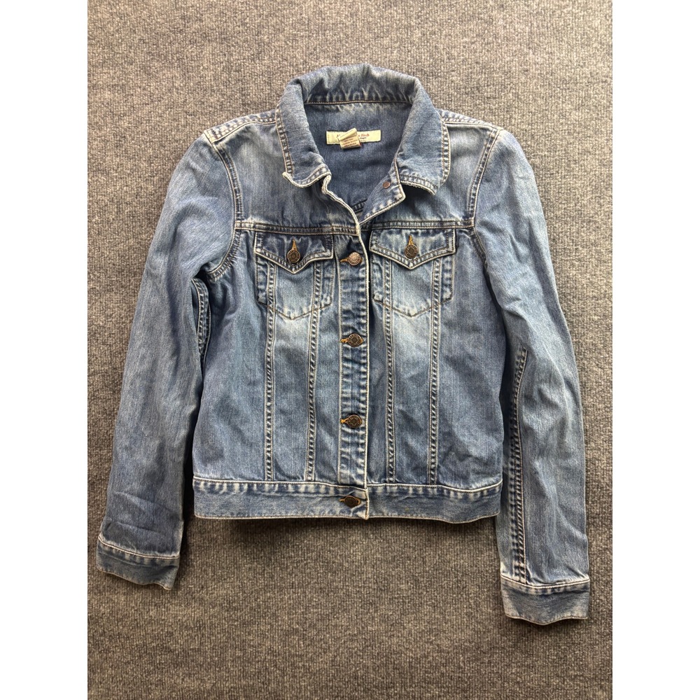Abercrombie & Fitch Denim Jacket Womens Small Blue Medium Wash Cotton Classic